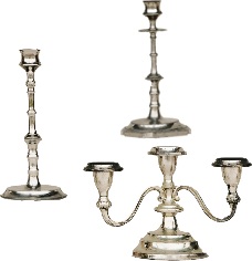 Bougeoirs anciens argentés